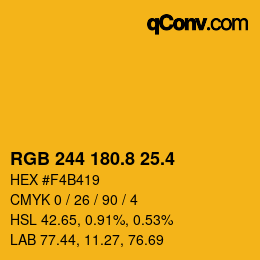 カラーコード: RGB 244 180.8 25.4 | qconv.com