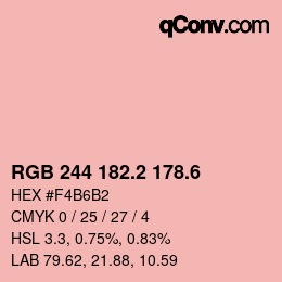 カラーコード: RGB 244 182.2 178.6 | qconv.com