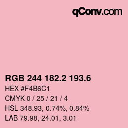 カラーコード: RGB 244 182.2 193.6 | qconv.com