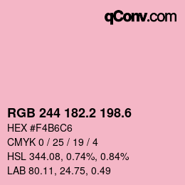 カラーコード: RGB 244 182.2 198.6 | qconv.com