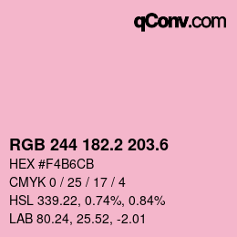 カラーコード: RGB 244 182.2 203.6 | qconv.com