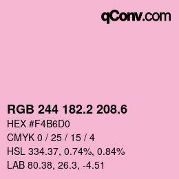 カラーコード: RGB 244 182.2 208.6 | qconv.com
