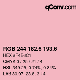 カラーコード: RGB 244 182.6 193.6 | qconv.com