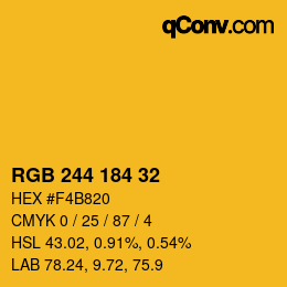 カラーコード: RGB 244 184 32 | qconv.com