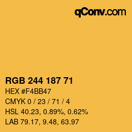 Color code: RGB 244 187 71 | qconv.com