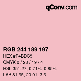Code couleur: RGB 244 189 197 | qconv.com