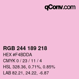 Color code: RGB 244 189 218 | qconv.com