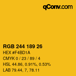 Color code: RGB 244 189 26 | qconv.com