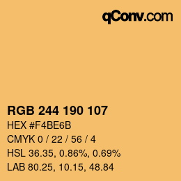 Color code: RGB 244 190 107 | qconv.com