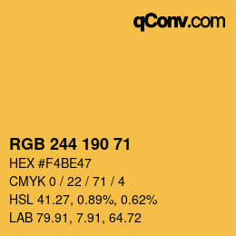 Color code: RGB 244 190 71 | qconv.com