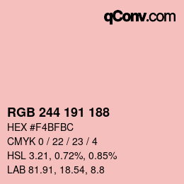 Color code: RGB 244 191 188 | qconv.com