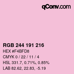 Color code: RGB 244 191 216 | qconv.com