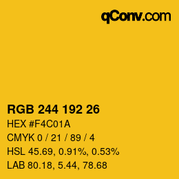 Color code: RGB 244 192 26 | qconv.com