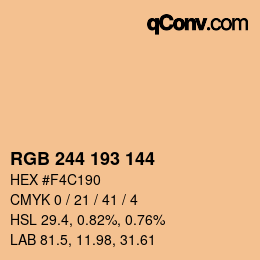 Color code: RGB 244 193 144 | qconv.com