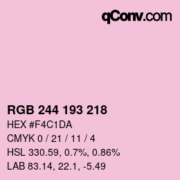 Color code: RGB 244 193 218 | qconv.com