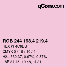 カラーコード: RGB 244 198.4 219.4 | qconv.com