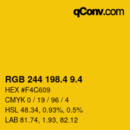カラーコード: RGB 244 198.4 9.4 | qconv.com