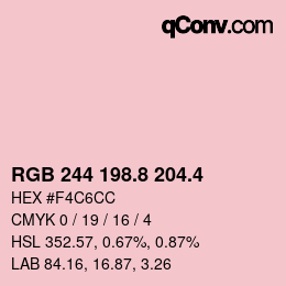 カラーコード: RGB 244 198.8 204.4 | qconv.com