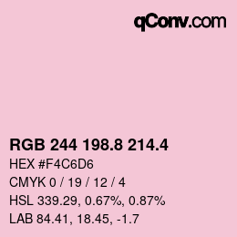 カラーコード: RGB 244 198.8 214.4 | qconv.com