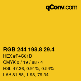 カラーコード: RGB 244 198.8 29.4 | qconv.com