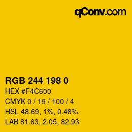 Color code: RGB 244 198 0 | qconv.com