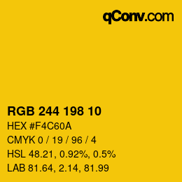Color code: RGB 244 198 10 | qconv.com