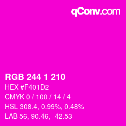 Color code: RGB 244 1 210 | qconv.com