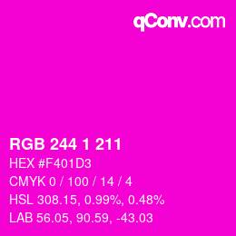 颜色代码: RGB 244 1 211 | qconv.com