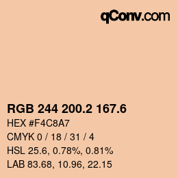 カラーコード: RGB 244 200.2 167.6 | qconv.com