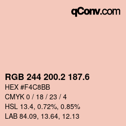 カラーコード: RGB 244 200.2 187.6 | qconv.com