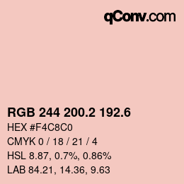 カラーコード: RGB 244 200.2 192.6 | qconv.com