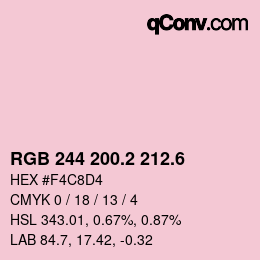 カラーコード: RGB 244 200.2 212.6 | qconv.com