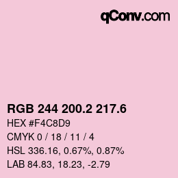 カラーコード: RGB 244 200.2 217.6 | qconv.com