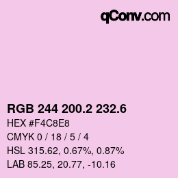 カラーコード: RGB 244 200.2 232.6 | qconv.com