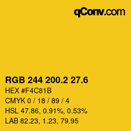 カラーコード: RGB 244 200.2 27.6 | qconv.com