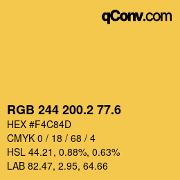カラーコード: RGB 244 200.2 77.6 | qconv.com
