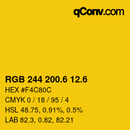 カラーコード: RGB 244 200.6 12.6 | qconv.com