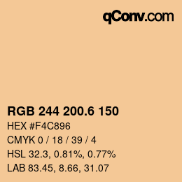 カラーコード: RGB 244 200.6 150 | qconv.com