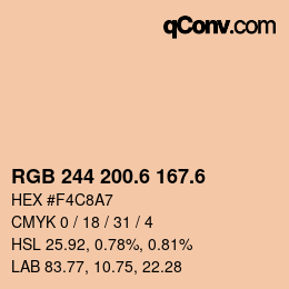 カラーコード: RGB 244 200.6 167.6 | qconv.com