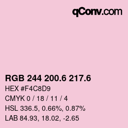 カラーコード: RGB 244 200.6 217.6 | qconv.com