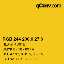 カラーコード: RGB 244 200.6 27.6 | qconv.com