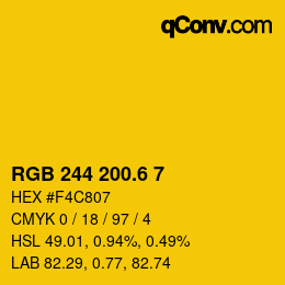 カラーコード: RGB 244 200.6 7 | qconv.com