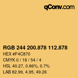 颜色代码: RGB 244 200.878 112.878 | qconv.com