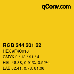 Color code: RGB 244 201 22 | qconv.com
