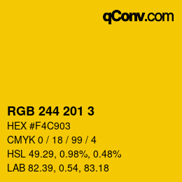 カラーコード: RGB 244 201 3 | qconv.com