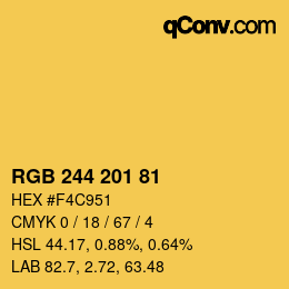 Color code: RGB 244 201 81 | qconv.com