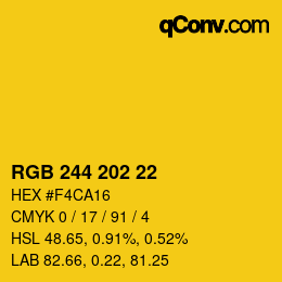 Color code: RGB 244 202 22 | qconv.com