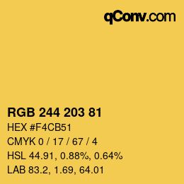 Color code: RGB 244 203 81 | qconv.com
