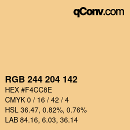 Color code: RGB 244 204 142 | qconv.com
