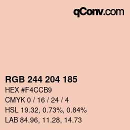 Color code: RGB 244 204 185 | qconv.com